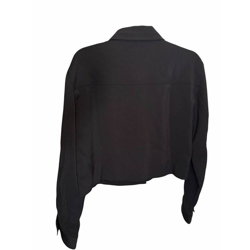 NWT Quince Stretch Crepe Cropped Jacket Black Large Quiet Luxury Capsule Travel - Picture 5 of 10